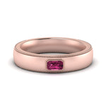 Load image into Gallery viewer, comfort-fit-pink-sapphire-mens-wedding-band-in-rose-gold-fd123214emrgsadrpi-nl-rg
