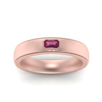 Load image into Gallery viewer, comfort-fit-pink-sapphire-mens-wedding-band-in-rose-gold-fd123214emrgsadrpi-nl-rg
