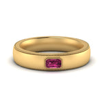 Load image into Gallery viewer, comfort-fit-pink-sapphire-mens-wedding-band-in-yellow-gold-fd123214emrgsadrpi-nl-yg

