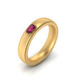 Load image into Gallery viewer, comfort-fit-pink-sapphire-mens-wedding-band-in-yellow-gold-fd123214emrgsadrpi-nl-yg
