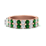 Load image into Gallery viewer, common-prong-emerald-double-row-diamond-eternity-band-in-rose-gold-FD11378BGEMGR-3.25CT-NL-RG
