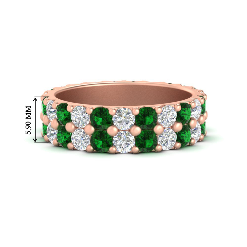 common-prong-emerald-double-row-diamond-eternity-band-in-rose-gold-FD11378BGEMGR-3.25CT-NL-RG