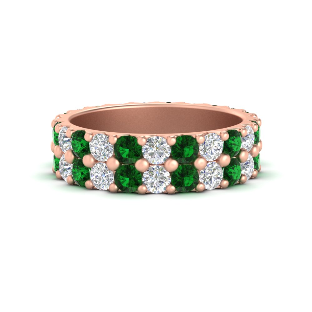 common-prong-emerald-double-row-diamond-eternity-band-in-rose-gold-FD11378BGEMGR-3.25CT-NL-RG