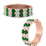 Load image into Gallery viewer, common-prong-emerald-double-row-diamond-eternity-band-in-rose-gold-FD11378BGEMGR-3.25CT-NL-RG
