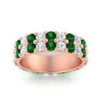 Load image into Gallery viewer, common-prong-emerald-double-row-diamond-eternity-band-in-rose-gold-FD11378BGEMGR-3.25CT-NL-RG
