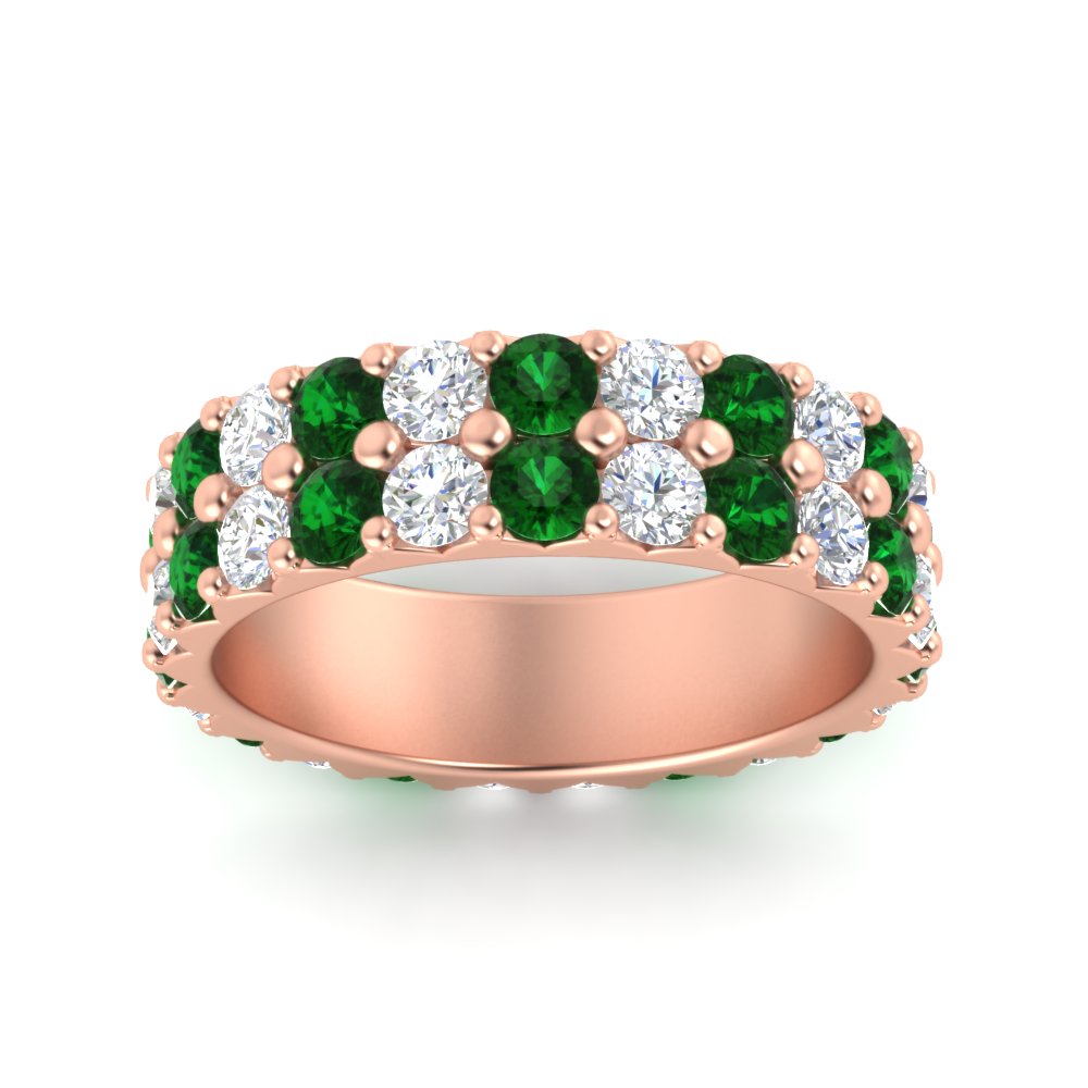 common-prong-emerald-double-row-diamond-eternity-band-in-rose-gold-FD11378BGEMGR-3.25CT-NL-RG