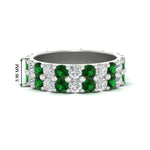 Load image into Gallery viewer, common-prong-emerald-double-row-diamond-eternity-band-in-white-gold-FD11378BGEMGR-3.25CT-NL-WG

