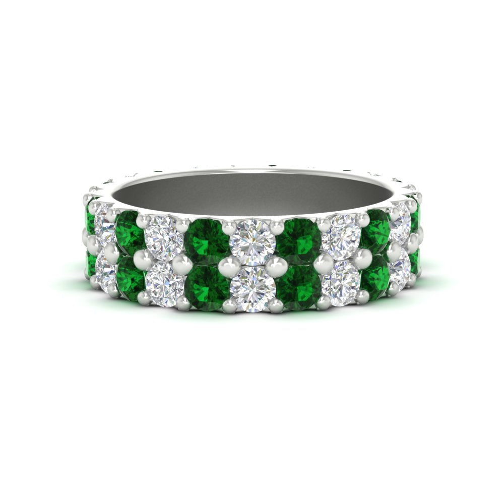 common-prong-emerald-double-row-diamond-eternity-band-in-white-gold-FD11378BGEMGR-3.25CT-NL-WG