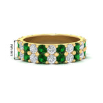 Load image into Gallery viewer, common-prong-emerald-double-row-diamond-eternity-band-in-yellow-gold-FD11378BGEMGR-3.25CT-NL-YG
