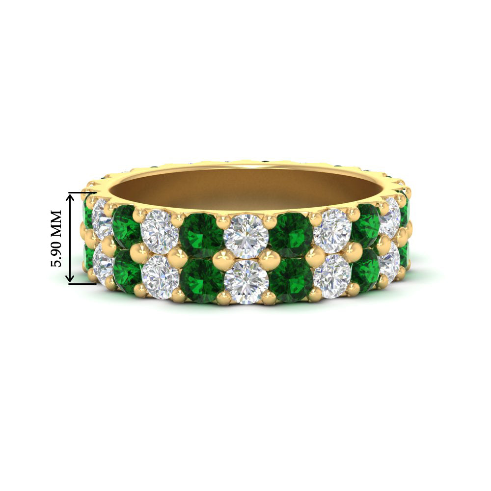 common-prong-emerald-double-row-diamond-eternity-band-in-yellow-gold-FD11378BGEMGR-3.25CT-NL-YG