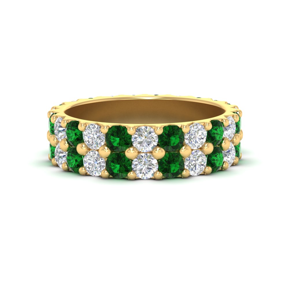common-prong-emerald-double-row-diamond-eternity-band-in-yellow-gold-FD11378BGEMGR-3.25CT-NL-YG