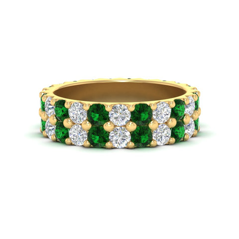 common-prong-emerald-double-row-diamond-eternity-band-in-yellow-gold-FD11378BGEMGR-3.25CT-NL-YG