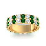 Load image into Gallery viewer, common-prong-emerald-double-row-diamond-eternity-band-in-yellow-gold-FD11378BGEMGR-3.25CT-NL-YG
