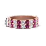 Load image into Gallery viewer, common-prong-pink-sapphire-double-row-diamond-eternity-band-in-rose-gold-FD11378BGSADRPI-3.25CT-NL-RG
