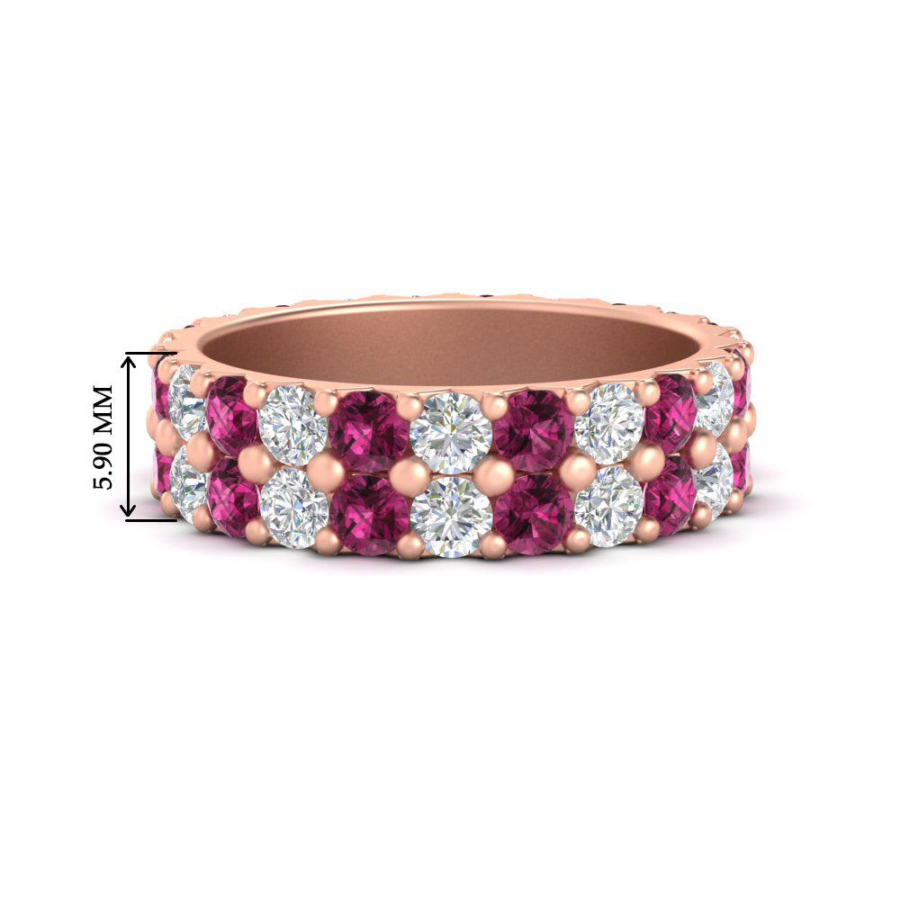 common-prong-pink-sapphire-double-row-diamond-eternity-band-in-rose-gold-FD11378BGSADRPI-3.25CT-NL-RG