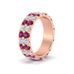 Load image into Gallery viewer, common-prong-pink-sapphire-double-row-diamond-eternity-band-in-rose-gold-FD11378BGSADRPI-3.25CT-NL-RG
