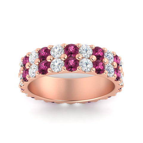 common-prong-pink-sapphire-double-row-diamond-eternity-band-in-rose-gold-FD11378BGSADRPI-3.25CT-NL-RG
