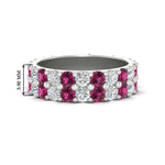 Load image into Gallery viewer, common-prong-pink-sapphire-double-row-diamond-eternity-band-in-white-gold-FD11378BGSADRPI-3.25CT-NL-WG
