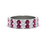 Load image into Gallery viewer, common-prong-pink-sapphire-double-row-diamond-eternity-band-in-white-gold-FD11378BGSADRPI-3.25CT-NL-WG
