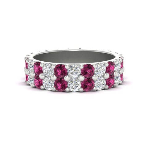 common-prong-pink-sapphire-double-row-diamond-eternity-band-in-white-gold-FD11378BGSADRPI-3.25CT-NL-WG