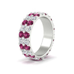 Load image into Gallery viewer, common-prong-pink-sapphire-double-row-diamond-eternity-band-in-white-gold-FD11378BGSADRPI-3.25CT-NL-WG
