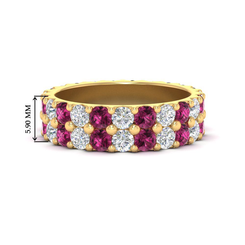 common-prong-pink-sapphire-double-row-diamond-eternity-band-in-yellow-gold-FD11378BGSADRPI-3.25CT-NL-YG