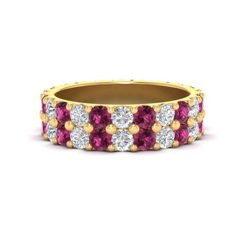 common-prong-pink-sapphire-double-row-diamond-eternity-band-in-yellow-gold-FD11378BGSADRPI-3.25CT-NL-YG
