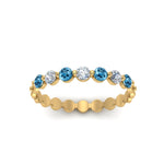Load image into Gallery viewer, common-prong-round-7-diamond-band-with-blue-topaz-in-yellow-gold-FD9450BGICBLTO-NL-YG.jpg
