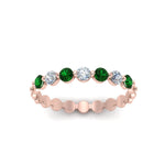 Load image into Gallery viewer, common-prong-round-7-diamond-band-with-emerald-in-rose-gold-FD9450BGEMGR-NL-RG.jpg
