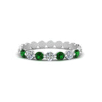Load image into Gallery viewer, common-prong-round-7-diamond-band-with-emerald-in-white-gold-FD9450BGEMGR-NL-WG.jpg
