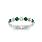 Load image into Gallery viewer, common-prong-round-7-diamond-band-with-emerald-in-white-gold-FD9450BGEMGR-NL-WG.jpg
