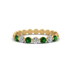 Load image into Gallery viewer, common-prong-round-7-diamond-band-with-emerald-in-yellow-gold-FD9450BGEMGR-NL-YG.jpg
