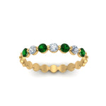 Load image into Gallery viewer, common-prong-round-7-diamond-band-with-emerald-in-yellow-gold-FD9450BGEMGR-NL-YG.jpg
