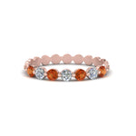 Load image into Gallery viewer, common-prong-round-7-diamond-band-with-orange-sapphire-in-rose-gold-FD9450BGSAOR-NL-RG.jpg
