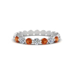 Load image into Gallery viewer, common-prong-round-7-diamond-band-with-orange-sapphire-in-white-gold-FD9450BGSAOR-NL-WG.jpg
