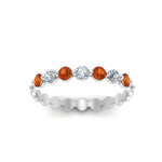 Load image into Gallery viewer, common-prong-round-7-diamond-band-with-orange-sapphire-in-white-gold-FD9450BGSAOR-NL-WG.jpg
