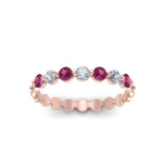 Load image into Gallery viewer, common-prong-round-7-diamond-band-with-pink-sapphire-in-rose-gold-FD9450BGSADRPI-NL-RG.jpg
