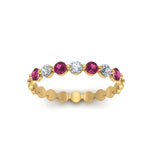 Load image into Gallery viewer, common-prong-round-7-diamond-band-with-pink-sapphire-in-yellow-gold-FD9450BGSADRPI-NL-YG.jpg
