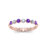 Load image into Gallery viewer, common-prong-round-7-diamond-band-with-purple-topaz-in-rose-gold-FD9450BGVITO-NL-RG.jpg
