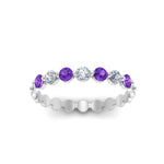 Load image into Gallery viewer, common-prong-round-7-diamond-band-with-purple-topaz-in-white-gold-FD9450BGVITO-NL-WG.jpg
