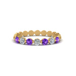 Load image into Gallery viewer, common-prong-round-7-diamond-band-with-purple-topaz-in-yellow-gold-FD9450BGVITO-NL-YG.jpg
