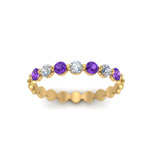 Load image into Gallery viewer, common-prong-round-7-diamond-band-with-purple-topaz-in-yellow-gold-FD9450BGVITO-NL-YG.jpg
