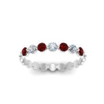 Load image into Gallery viewer, common-prong-round-7-diamond-band-with-ruby-in-white-gold-FD9450BGRUDR-NL-WG.jpg
