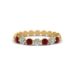 Load image into Gallery viewer, common-prong-round-7-diamond-band-with-ruby-in-yellow-gold-FD9450BGRUDR-NL-YG.jpg
