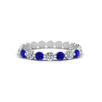 Load image into Gallery viewer, common-prong-round-7-diamond-band-with-sapphire-in-white-gold-FD9450BGSABL-NL-WG.jpg
