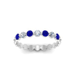 Load image into Gallery viewer, common-prong-round-7-diamond-band-with-sapphire-in-white-gold-FD9450BGSABL-NL-WG.jpg
