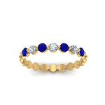 Load image into Gallery viewer, common-prong-round-7-diamond-band-with-sapphire-in-yellow-gold-FD9450BGSABL-NL-YG.jpg
