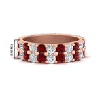 Load image into Gallery viewer, common-prong-ruby-double-row-diamond-eternity-band-in-rose-gold-FD11378BGRUDR-3.25CT-NL-RG
