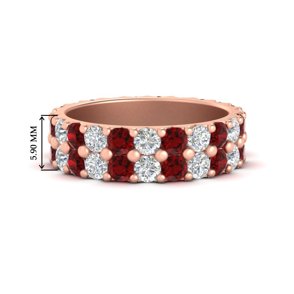 common-prong-ruby-double-row-diamond-eternity-band-in-rose-gold-FD11378BGRUDR-3.25CT-NL-RG