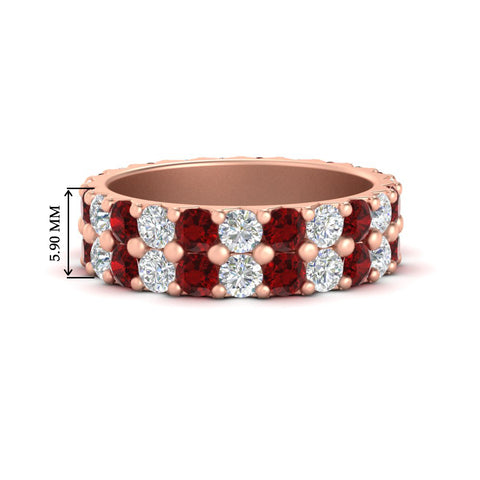 common-prong-ruby-double-row-diamond-eternity-band-in-rose-gold-FD11378BGRUDR-3.25CT-NL-RG